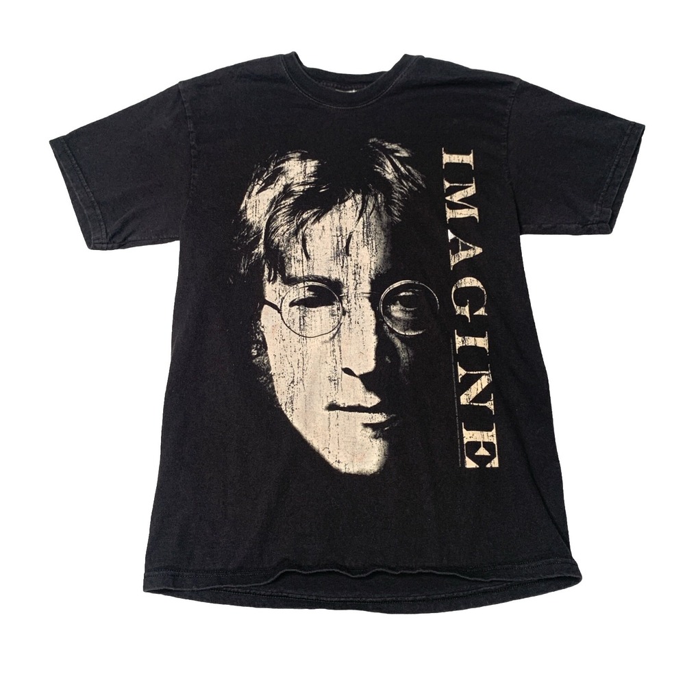 Vintage Men's John Lennon The‎ Beatles Big IMAGE Black T-Shirt Size Small